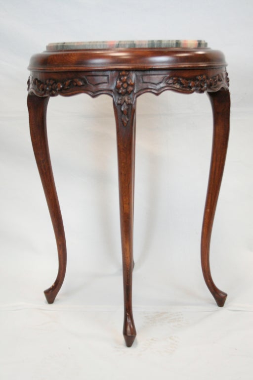 This beautiful 1940s style table with marble top will add a lovely touch to bedroom or parlor.