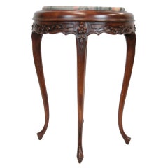 Beautiful Petite Round Maple Parlor Table with Marble Top
