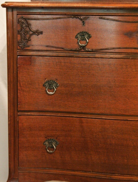 American French Roccoco Style Chest of Drawers with Attached Mirror For Sale