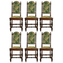 Set of 6 English Jacobean Style Armless Chairs