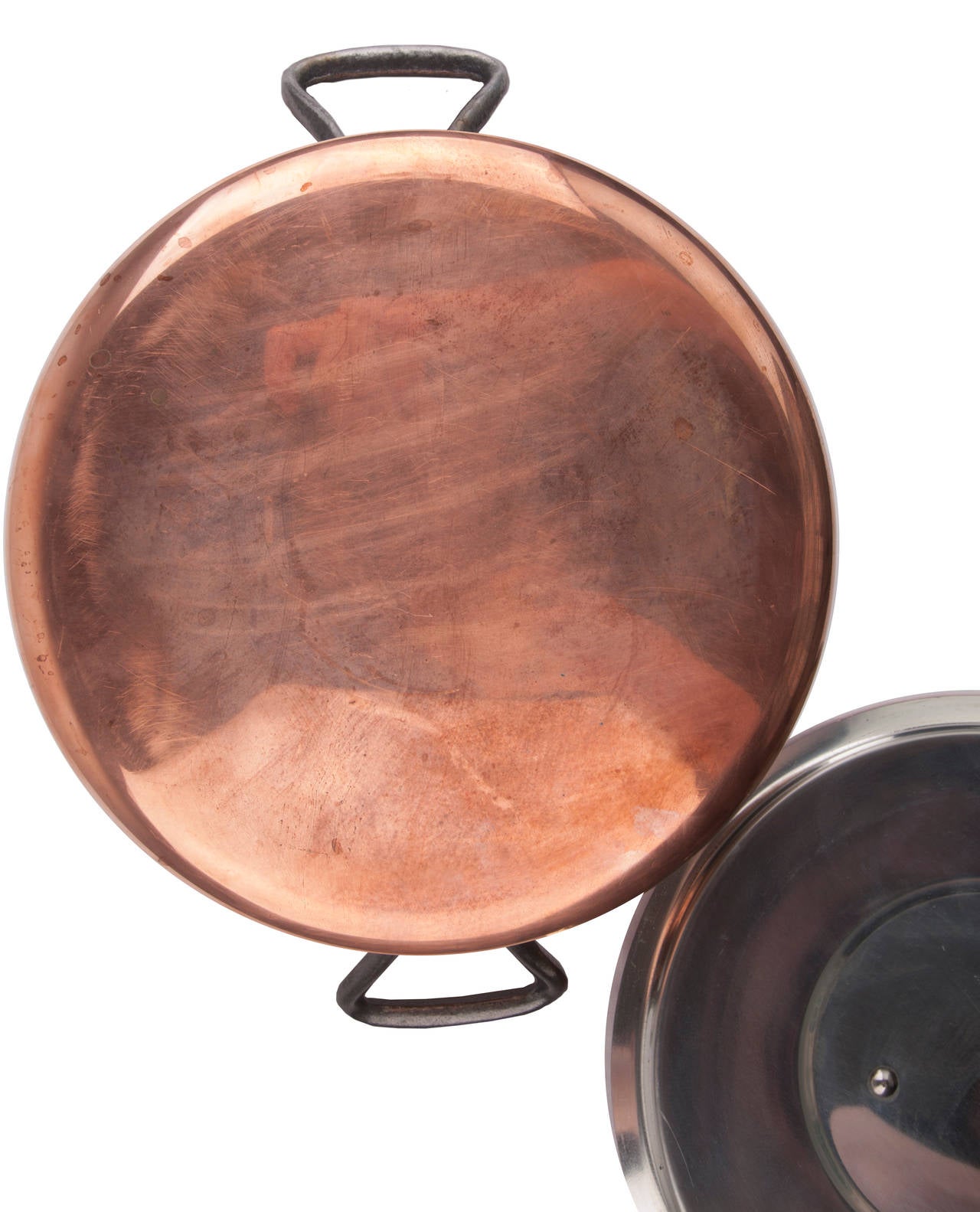 20th Century Pair of French Midcentury Gourmet Copper Pots by Baumalu For Sale