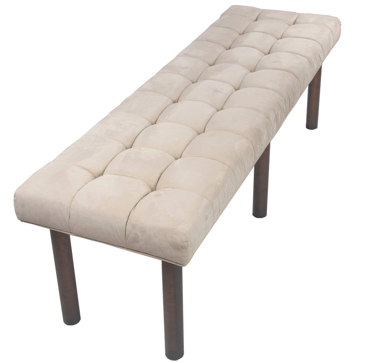 Long Mid-Century Modern Rectangular Tufted Bench In Good Condition In Asheville, NC