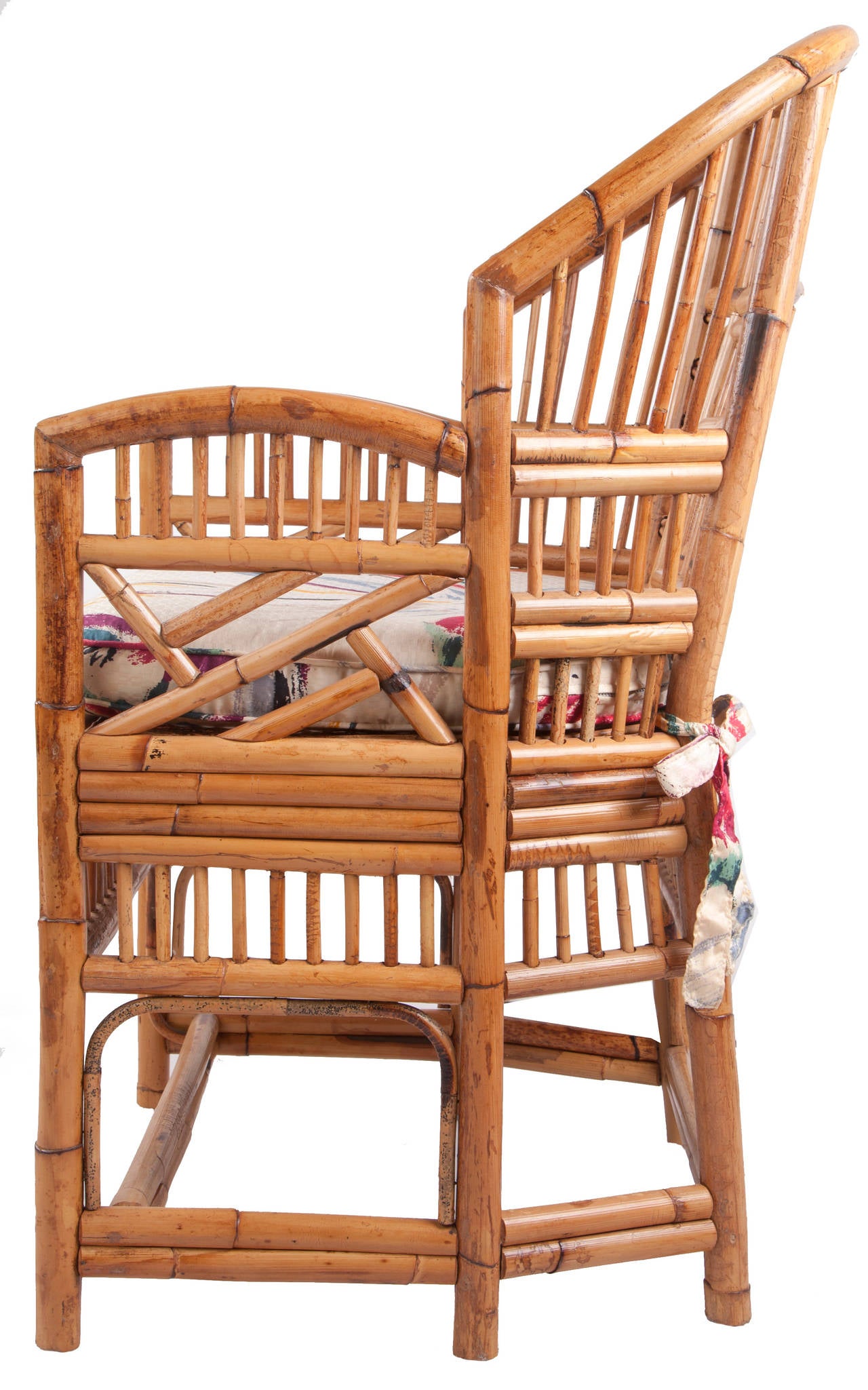 Caning Mid-Century Six-Leg Rattan Armchair For Sale