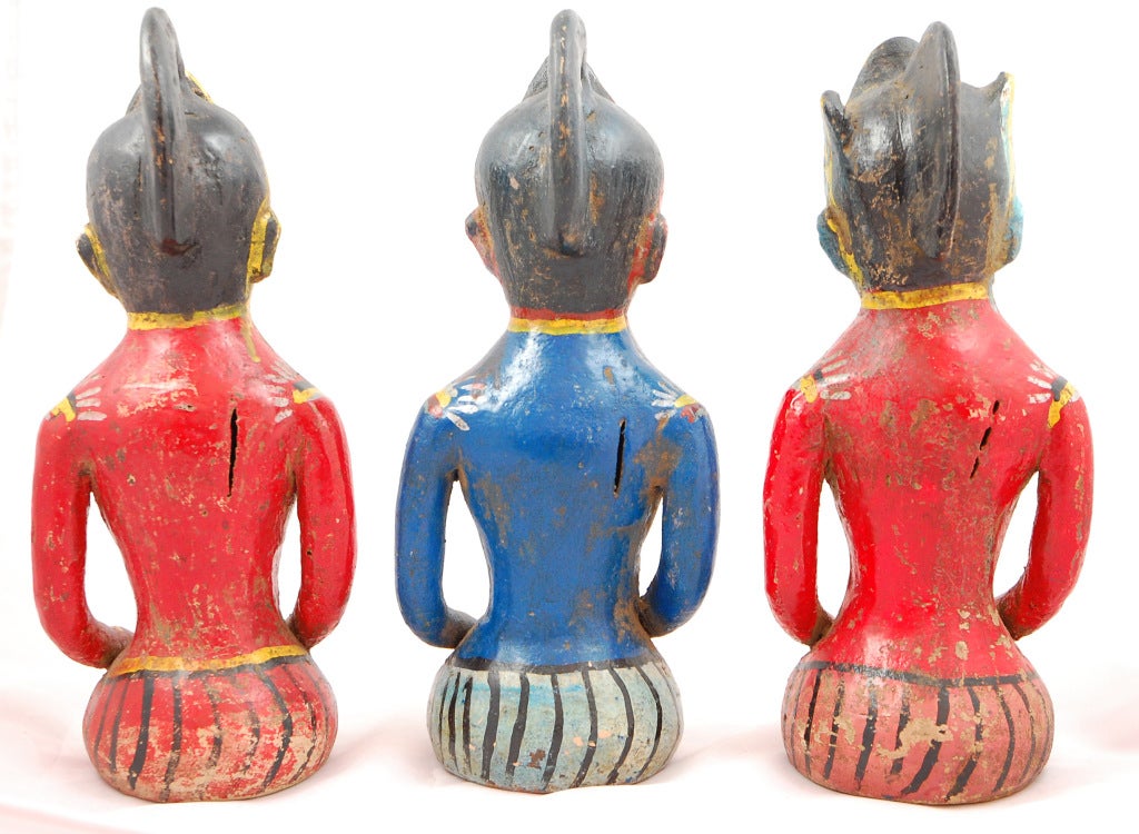 20th Century Set Of Three Indian Folk Art  Figures For Sale