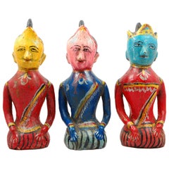 Vintage Set Of Three Indian Folk Art  Figures