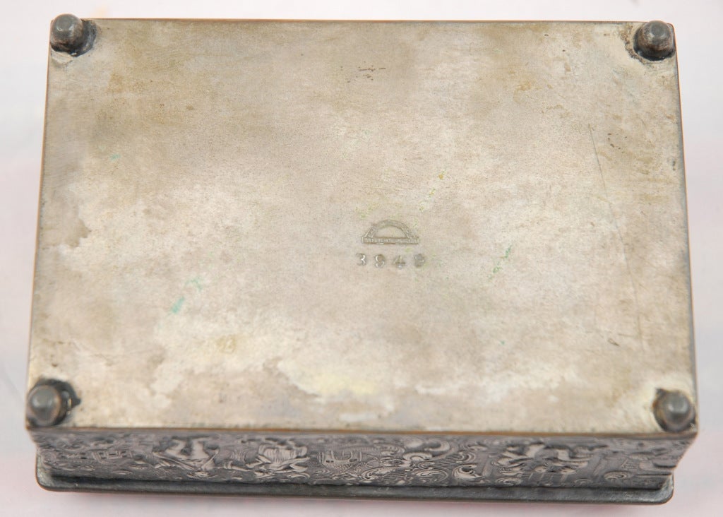 American Repousse Silver Plate Box by Barbour S.P. International For Sale