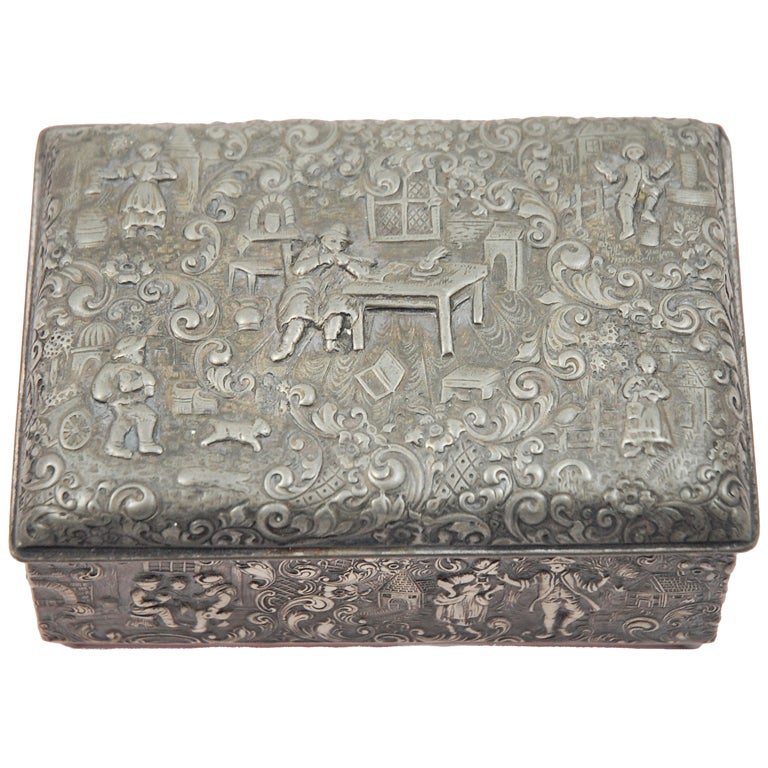 Repousse Silver Plate Box by Barbour S.P. International For Sale at 1stDibs