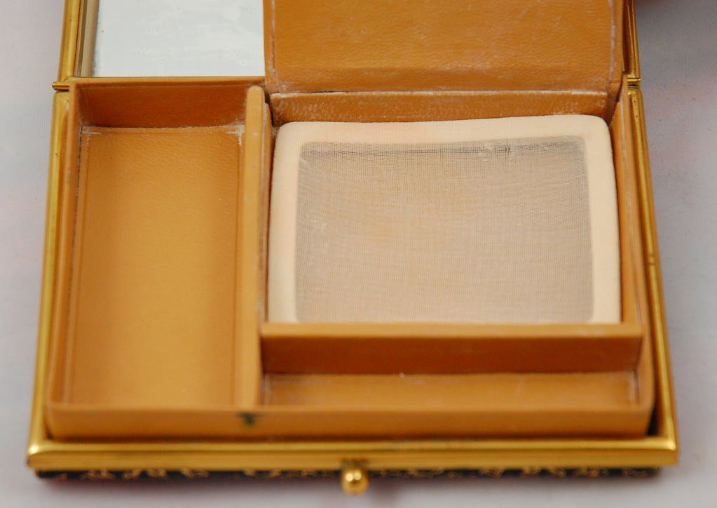 Italian Tooled Leather Evening Clutch with Powder Compact 1