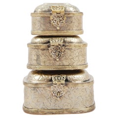 Set of Three Silver Nesting Boxes