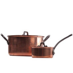 Pair of French Midcentury Gourmet Copper Pots by Baumalu