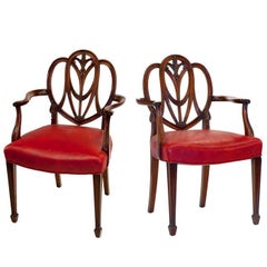 Antique Pair of Heartback Hepplewhite Chairs
