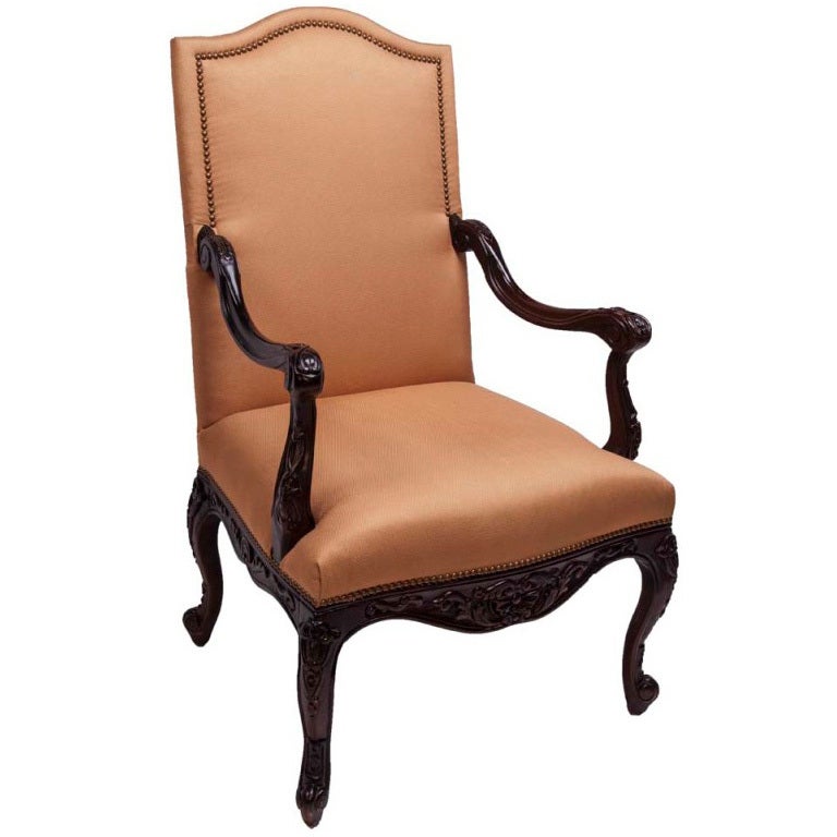 Elegant Jacobean Style Mahogany Armchair For Sale