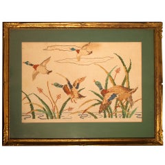 Vintage Needlepoint Mallards in Flight 3