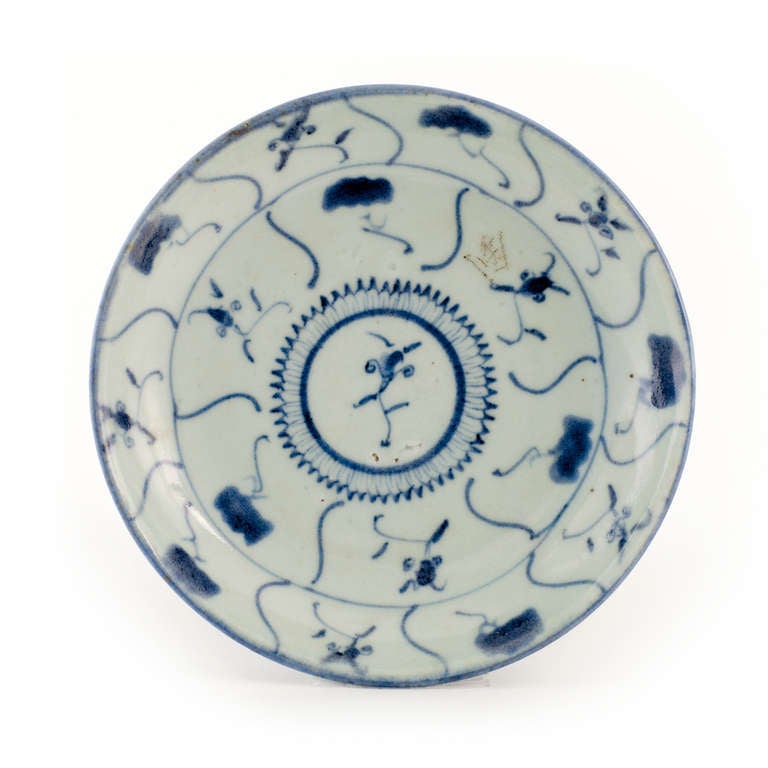 Set of 5 Cobalt Blue and White hand painted porcelain wear from China. Each plate is hand painted making each plate unique.