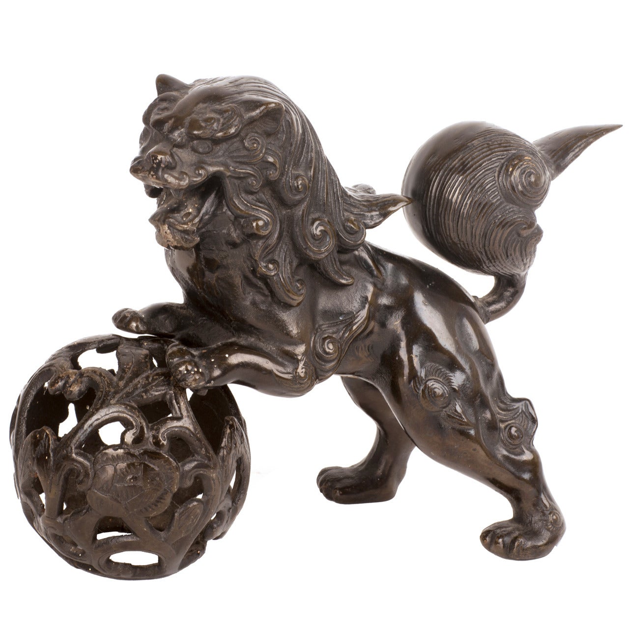 Escultura de perro Foo de hierro fundido