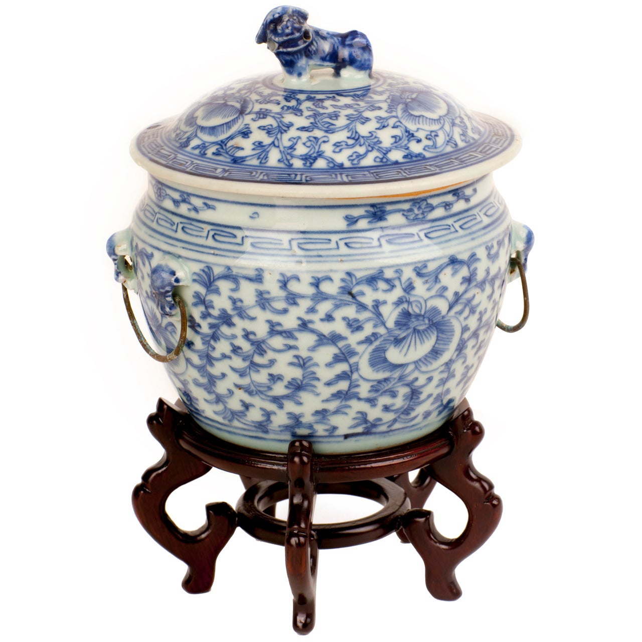 Vaso Qing con coperchio per cani da caccia Foo Dog