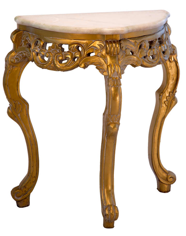 Unknown Single Demilune Marble-Top Console