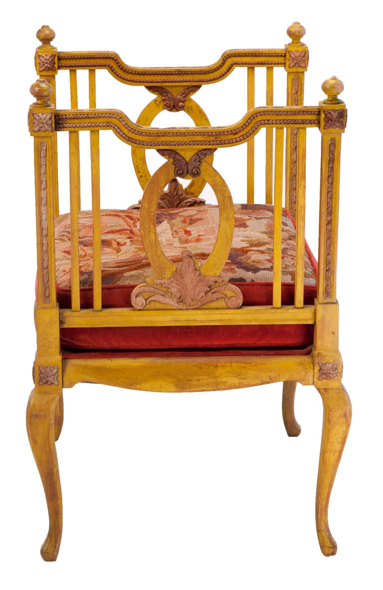 Early 20th Century French Revival Tapestry Seated Bench For Sale 4