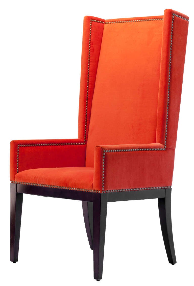 20th Century Velvet Orange Chair Quartet For Sale