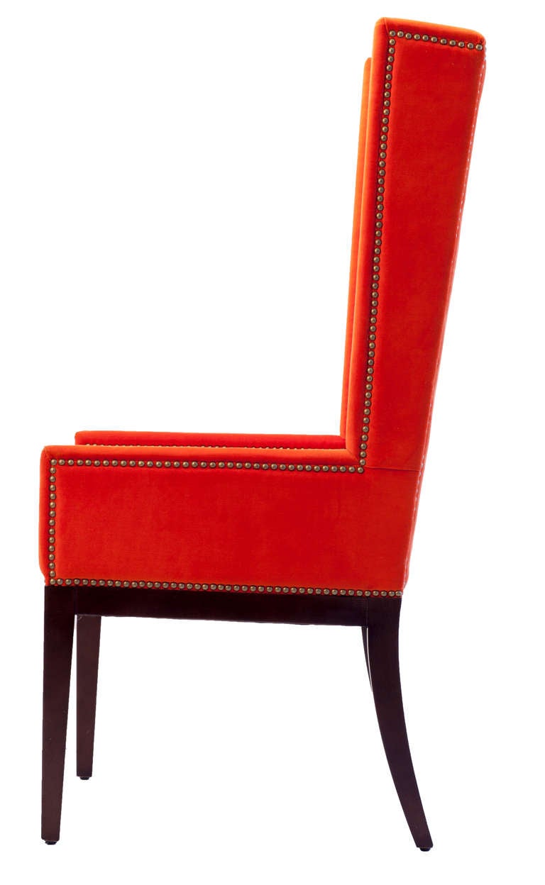 Velvet Orange Chair Quartet In Good Condition For Sale In Asheville, NC