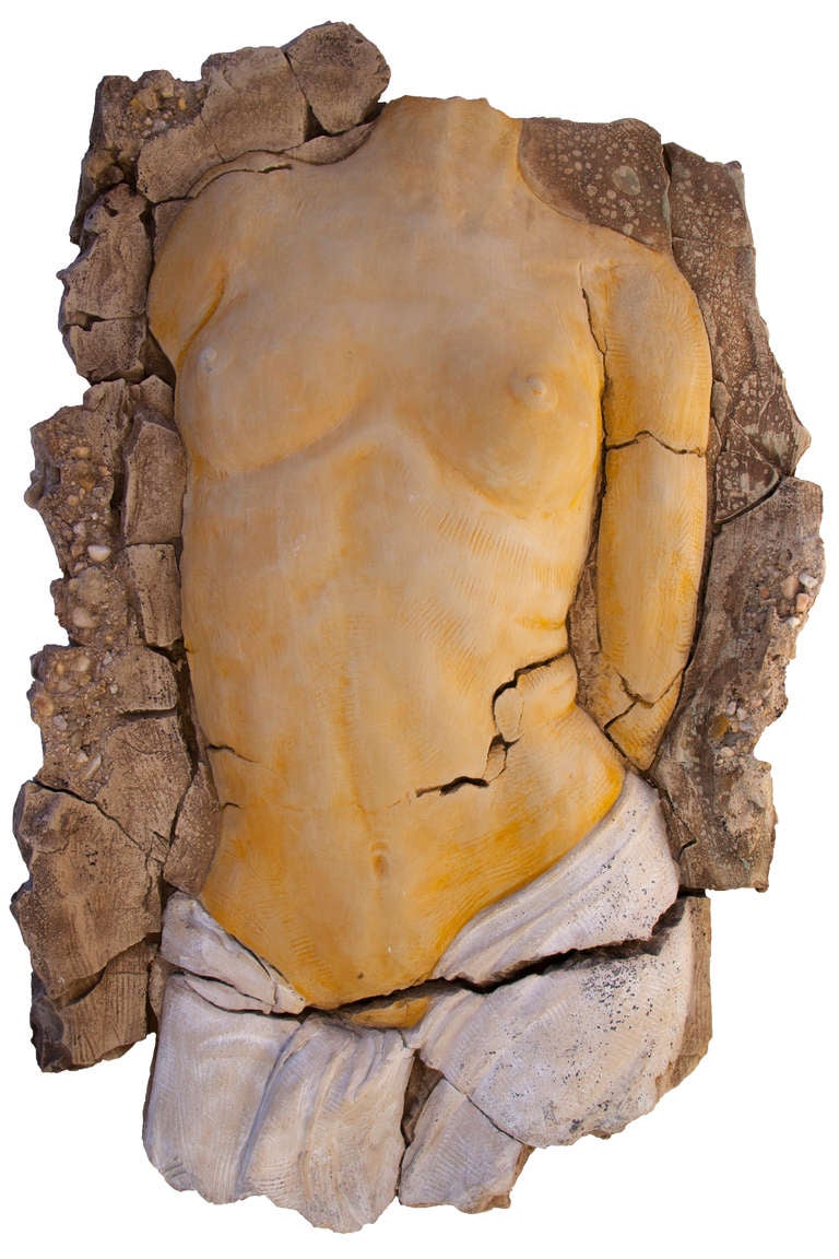 Italian Pair of Classical Roman Style Male Female Wall Sculptures For Sale