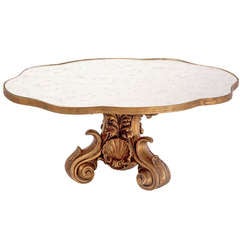 Mid Century Cocktail Table Cartouche Shape Mirrored Top 4