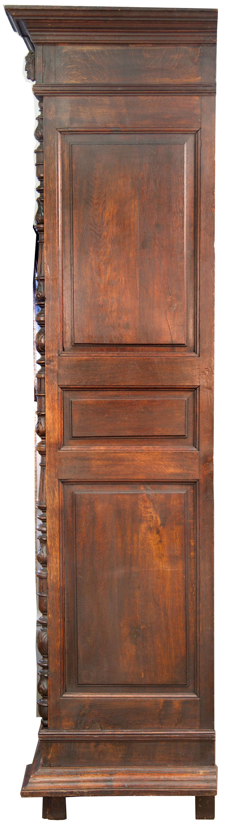 French Renaissance Style Carved Oak Armoire For Sale 2