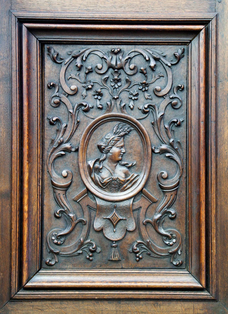 Renaissance Revival French Renaissance Style Carved Oak Armoire For Sale