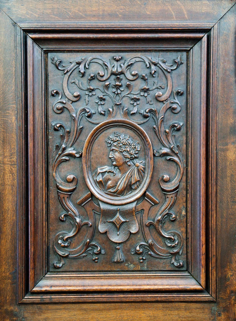 19th Century French Renaissance Style Carved Oak Armoire For Sale
