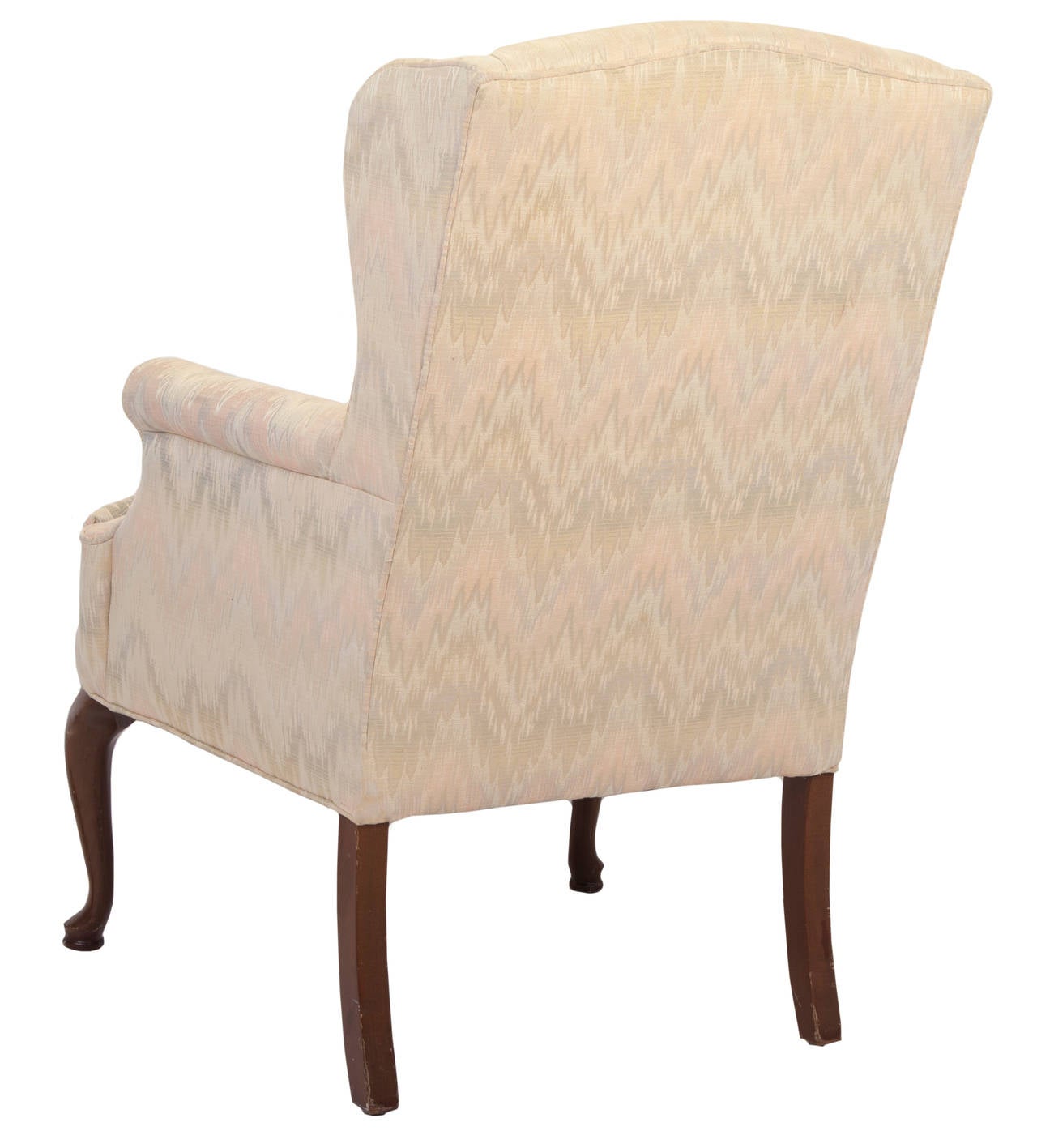 Fin du 20e siècle Chaise à oreilles tapissée de style Queen Anne en vente