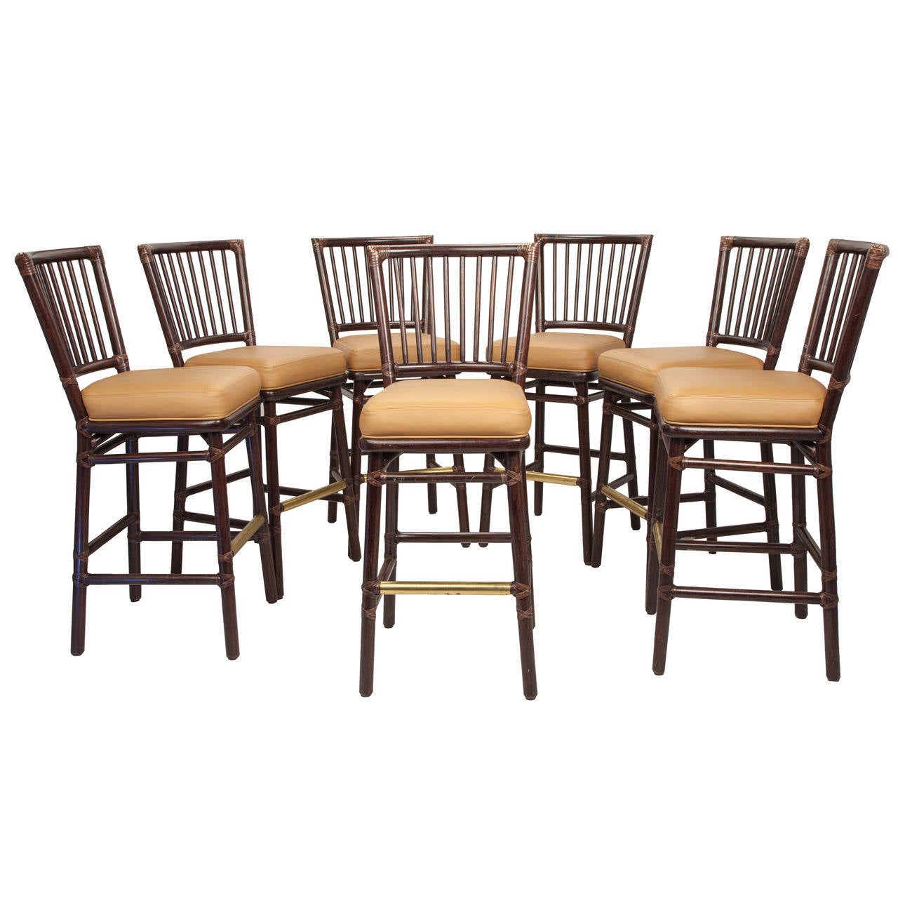 Set of Seven McGuire Bar Stools at 1stDibs