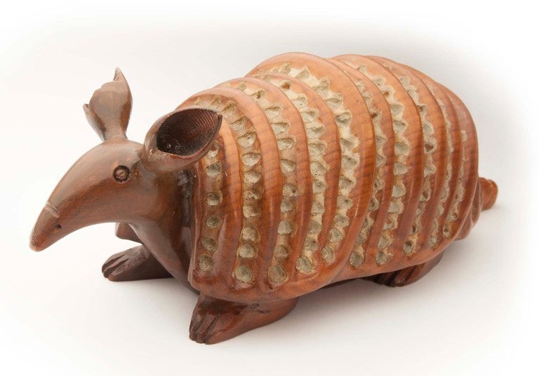 Mid-20th Century Hand-Carved Wood Armadillo