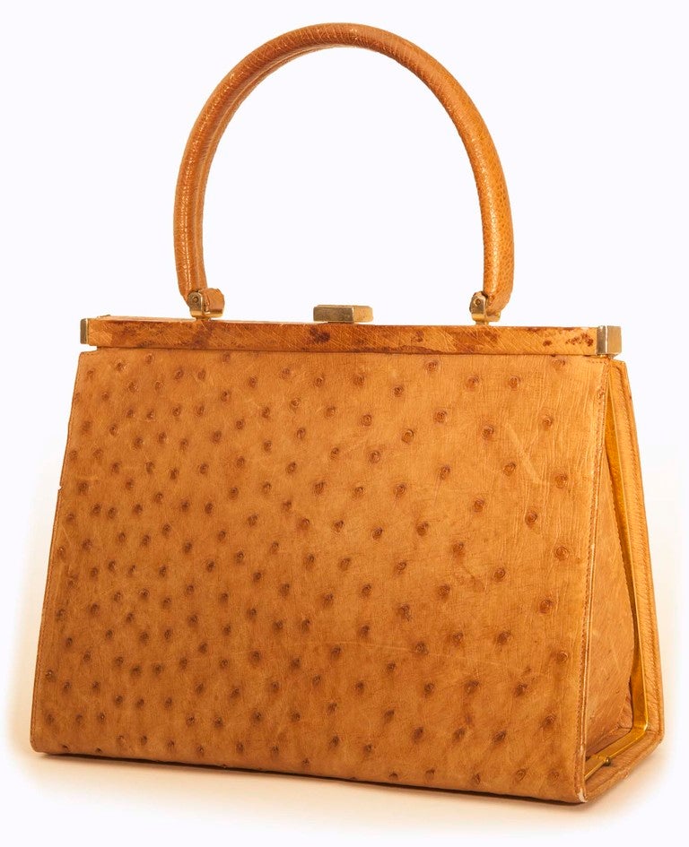 Vintage Straußenhandtasche (Straußenleder) im Angebot