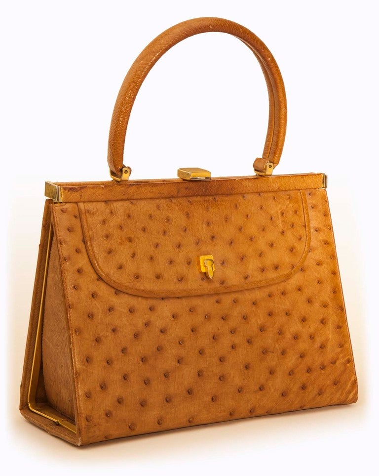 Vintage Straußenhandtasche im Angebot 3