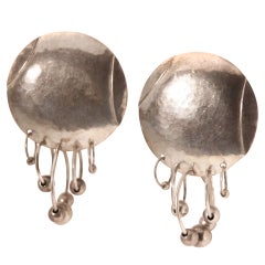 Vintage India Handmade Hammered Silver Earrings
