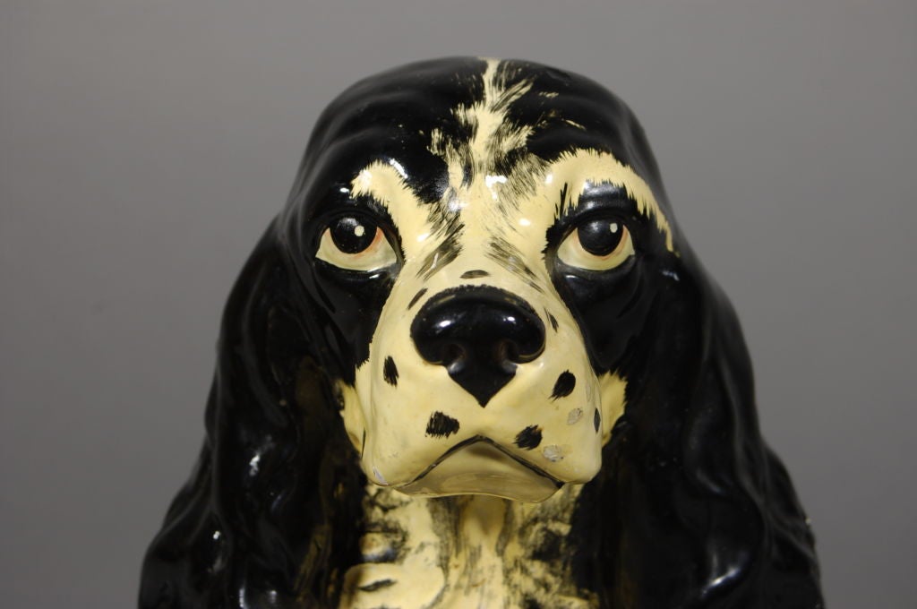 Adorable ceramic glazed Spaniel from Limoges France.