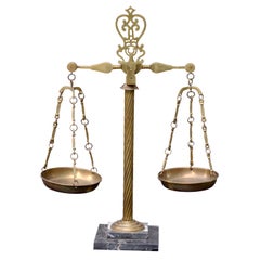 Vintage Italian Marble and Brass Apothecary Scales