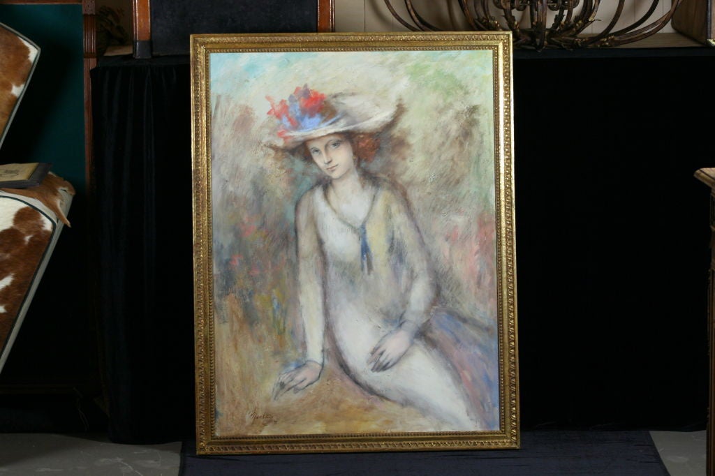 American Seated Lady in Hat For Sale
