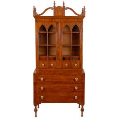 A Sheraton Mahogany Secretary Desk and Bookcase,  Maine