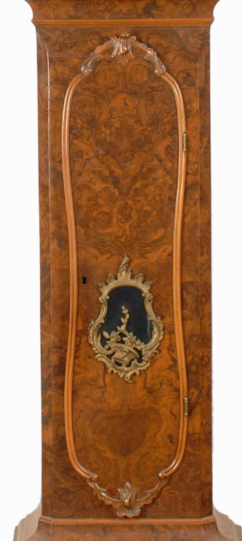 A Dutch Rococo burl walnut animated tall case clock For Sale 6