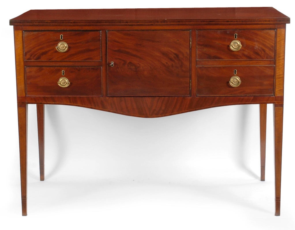A Federal mahogany and inlaid small sized sideboard, T. Howard
