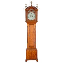Antique A Tiger maple tall clock