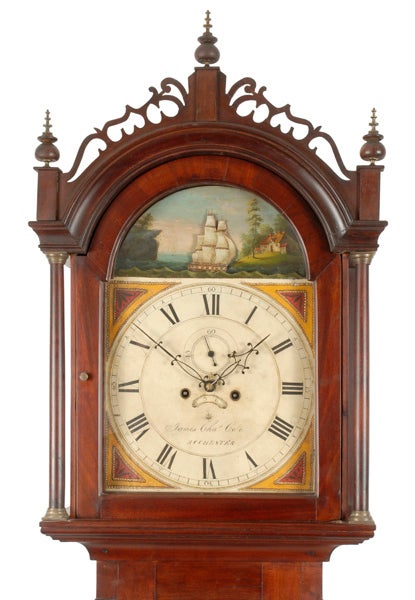 American A Wonderful Federal Tall Clock With Rocking Ship Animated Dial For Sale