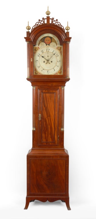 An Attractive Hepplewhite Tall Case Clock Of New Bedford, Mass
