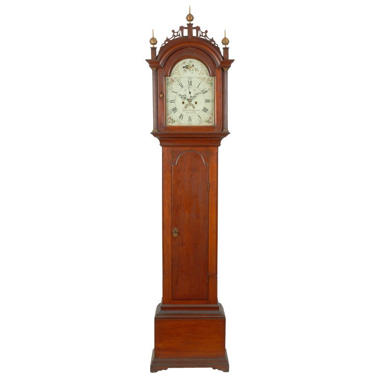 A rare Chippendale cherry tall case clock, by James Perrigo