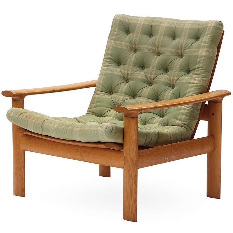 Scandinavian Modern Pair of Oak-Framed Swedish Lounge Chairs