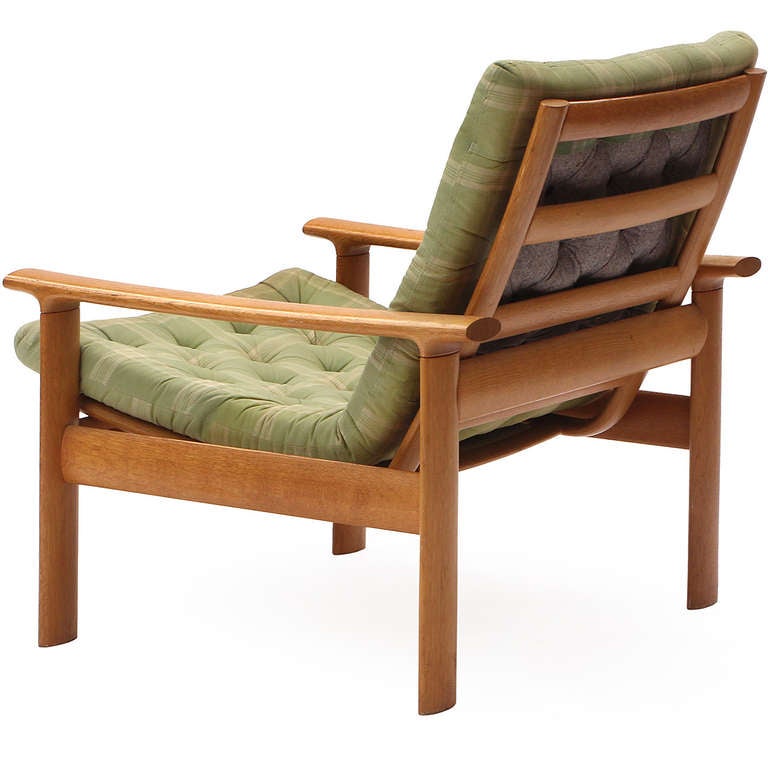 Mid-20th Century Pair of Oak-Framed Swedish Lounge Chairs