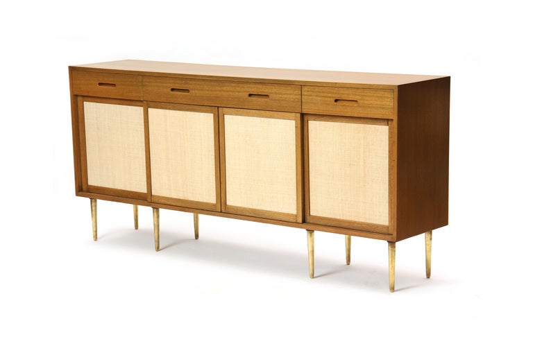 Linen Paneled Credenza by Edward Wormley In Good Condition In Sagaponack, NY