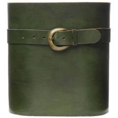 Leather Belted Waste Can