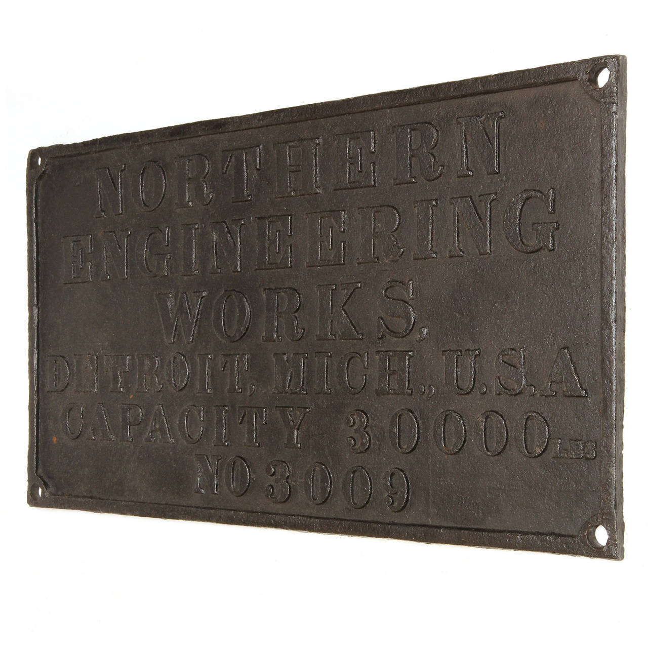 A graphic rectangular patinated steel wall sign from a venerable Detroit, Michigan engineering firm.